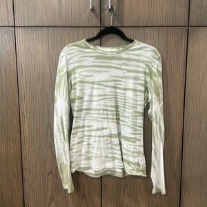 Reformation cream and green patterned long sleeve tee